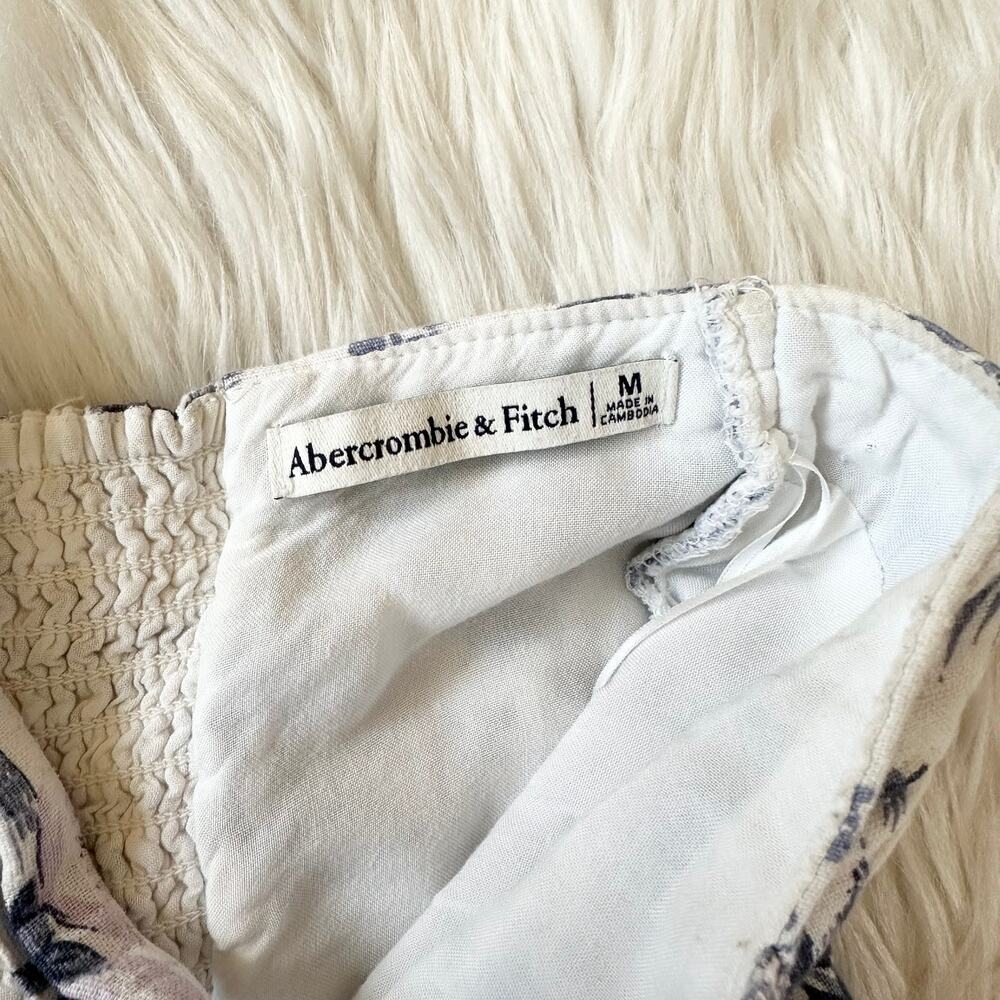 Abercrombie & Fitch Halter Mini Dress Linen Blend Tropical Toile Floral White - Picture 8 of 12